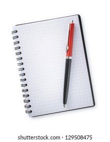 notebook and pen on a white background