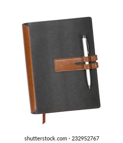  Notebook With Pen On White Background