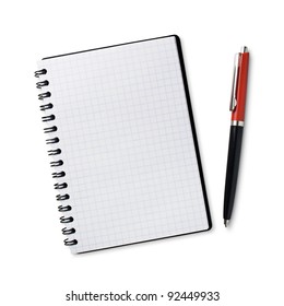 Notebook And Pen On A White Background