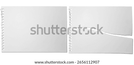 Notebook sheet. Torn page from a notebook with a ripped sheet revealing a white background. Copy space