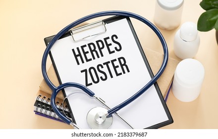 In the notebook text Herpes zoster, around laid out a lot of tablets.