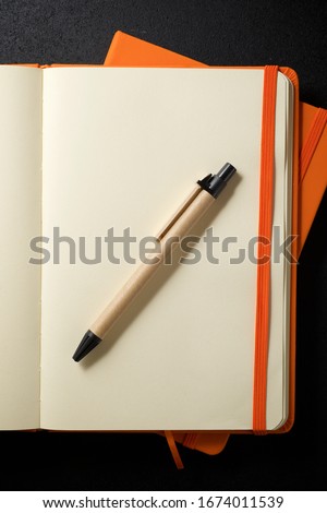 Similar – Image, Stock Photo open notebook with ballpoint pen