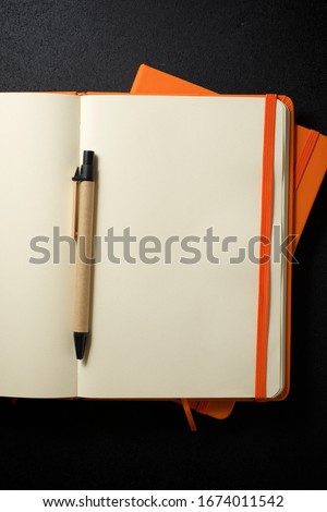 Similar – Image, Stock Photo open notebook with ballpoint pen