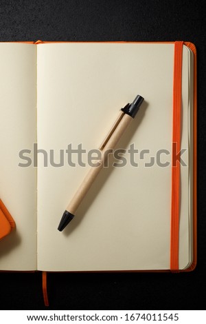 Similar – Image, Stock Photo open notebook with ballpoint pen