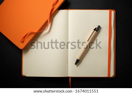 Similar – Image, Stock Photo open notebook with ballpoint pen