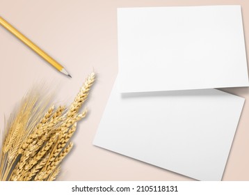 Notecard, Postcard, Greeting Card Mockup, Envelope, Grass, Blank Letter Paper