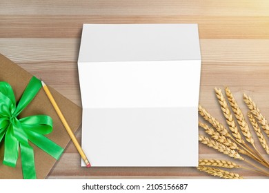 Notecard, Postcard, Greeting Card Mockup, Envelope, Grass, Blank Letter Paper