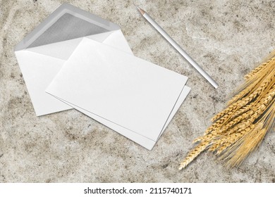 Notecard, Postcard, Greeting Card Mockup, Envelope, Grass, Blank Letter Paper