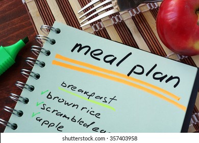 Notepad With Meal Plan And Apple. Diet Planning.