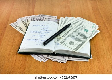 Notepad On Bills, Closeup, Tax Relief Concept Personal Saving, Supplementary Pension