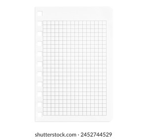 Notepad paper sheet. Graph paper isolated on white background