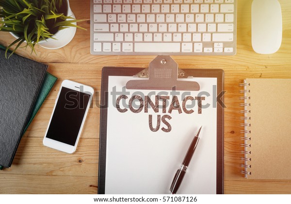 Notepad Paper Written Contact Us On Stock Photo Edit Now 571087126