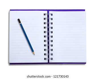 Notepad and pencil on a white background.