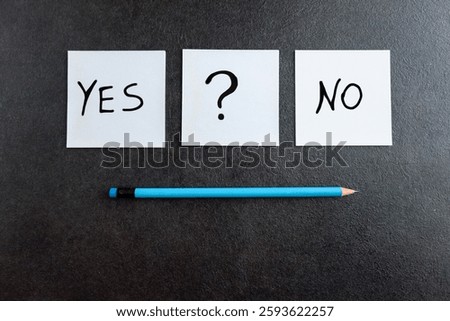 Notepad with question mark. Yes or no question.