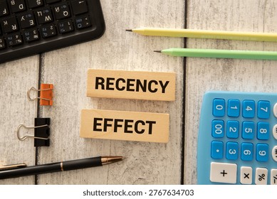 Notepad with the text Recency effect and the graph on desk. Memory and position relationship, psychology concept.