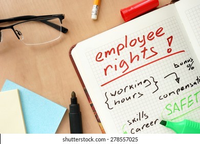 Notepad With Words Employee Rights Concept 