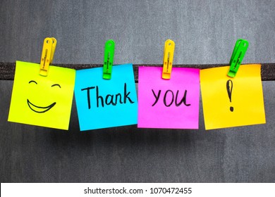 Notes with words Thank you on the dark background.  - Shutterstock ID 1070472455