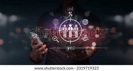 notion of buyer persona, target customer, and customer behavior Plans and strategies for marketing marketing personalization and customer-focused tactics using computer to look up prospective clients.