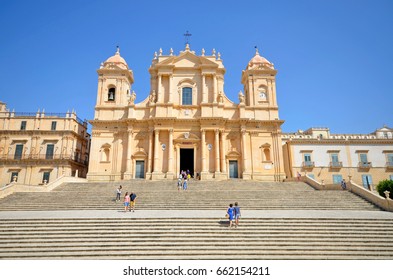 NOTO, SICILY - 18th SEPTEMBER, 2016: Traditional Italian town of Noto on a sunny summer day. September 18th, 2016, Noto, Sicily, Italy.
