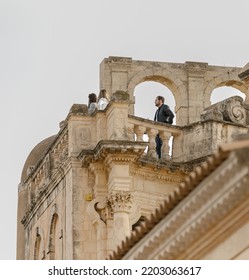 Noto, Sicily, Italy - April, 24th, 2022 - Sicilian Baroque Style Buildings 