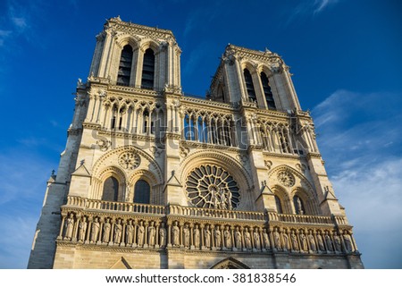 Notre Dame Cathedral in central Paris, France