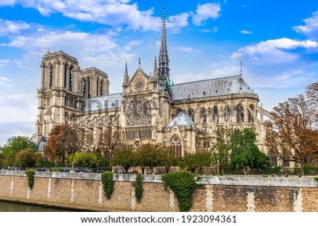 Notre Dame Cathedral on Ile de la Cite in the heart of Paris, France