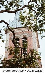 Notre Dame Cathedral tower (Vietnamese: Nha Tho Duc Ba)  thought tree. Ho Chi Minh City, Vietnam. 