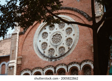 Notre Dame Cathedral (Vietnamese: Nha Tho Duc Ba) decorative window. Ho Chi Minh City, Vietnam. 