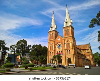 Notre Dame Cathedral (Vietnamese: Nha Tho Duc Ba), build in 1883 in Ho Chi Minh city, Vietnam. HOCHIMINH CITY (SAI GON), VIET NAM - January 18, 2017