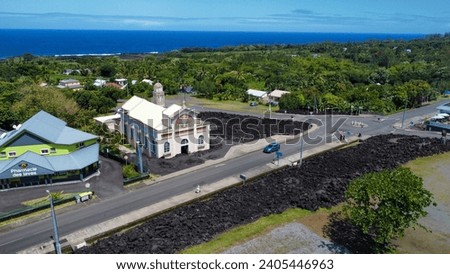 Notre Dame de Laves, Reunion island from drone view.