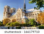 Notre Dame de Paris cathedral, France. Old Notre Dame is famous historical landmark of city. Scenery of Gothic church, nice architecture in summer.