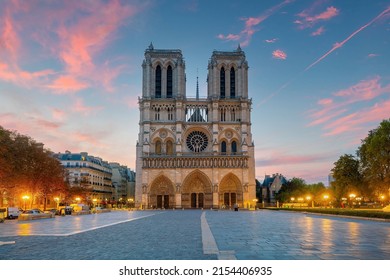 Notre Dame de Paris cathedral in Paris France at sunrise