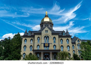 Notre Dame, IN, USA - 09.10.2022
- University Of Notre Dame Main Building With The Golden Dome On The Top