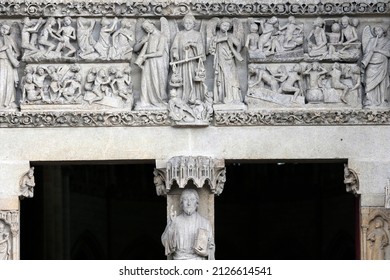 Notre-Dame D'Amiens Cathedral. Tympanum Of Central Portal. The Last Judgement. France. 