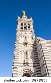 Notre-Dame de la Garde in Marseilles, closeup of the tower