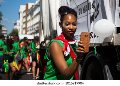 Notting Hill, London, UK - August 27 2017 : Notting Hill Carnival Parade Participant