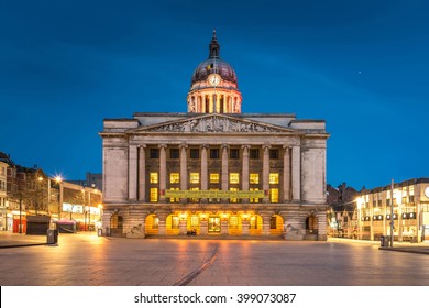 Nottingham Council House Front Shot At Twilight