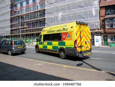 Nottingham, Nottinghamshire, England- June 1, 2021. East Midlands Ambulance In Emergency Service On Milton Street. 