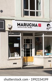 Nottingham, Nottinghamshire, England- June 1, 2021. Marucha, Bubble Tea Shop Exterior View On A Sunny Day.