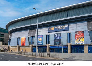 Nottingham, Nottinghamshire, England- June 1, 2021. Motorpoint Arena Exterior Building On A Sunny Day.