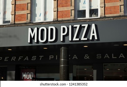 Nottingham, Nottinghamshire, UK: October 2018: MOD Pizza Sign