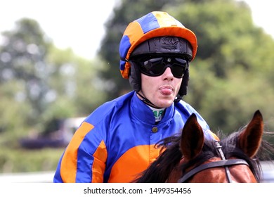 NOTTINGHAM RACECOURSE, NOTTINGHAM, UK : 1 AUGUST 2019 : Jockey Jason Hart At Nottingham Racecourse