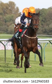 NOTTINGHAM RACECOURSE, NOTTINGHAM, UK : 9 OCTOBER 2019 : Rakes Progress Ridden By Young Apprentice Jockey Angus Villiers Wins The 1m 2f Handicap At Nottingham Races