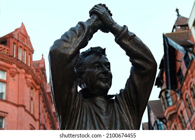 Nottingham UK January 01 2022. Bronze Statue Of Brian Clough.