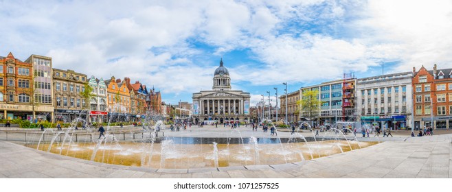 NOTTINGHAM, UNITED KINGDOM, APRIL 11, 2017: View of the town hall in Nottingham, England