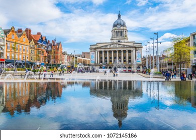 NOTTINGHAM, UNITED KINGDOM, APRIL 11, 2017: View of the town hall in Nottingham, England