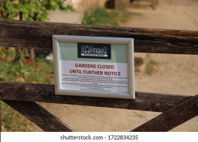 NOTTINGHAM, UNITED KINGDOM - April 17th 2020:  Closed sign at Newstead Abbey gardens.  Newstead Abbey closed due to Coronavirus lockdown.