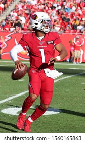 Nov 10, 2019; Tampa, FL USA;  Arizona Cardinals quarterback and first overall draft pick Kyler Murray (1) rolls out of the pocket during an NFL game. 