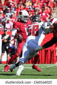 Nov 10, 2019; Tampa, FL USA;  Tampa Bay Buccaneers Linebacker Shaquil Barrett (58) Gets Ready To Sack Arizona Cardinals Quarterback Kyler Murray (1) During An NFL Game.