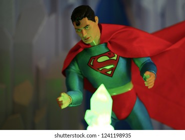 NOV 25 2018: Superman and kryptonite - Mego action figure